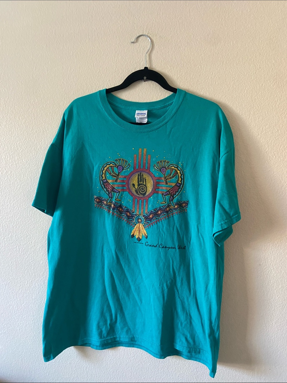 Gildan Teal Short-Sleeve Tee with Southwestern KOKOPELI Graphic